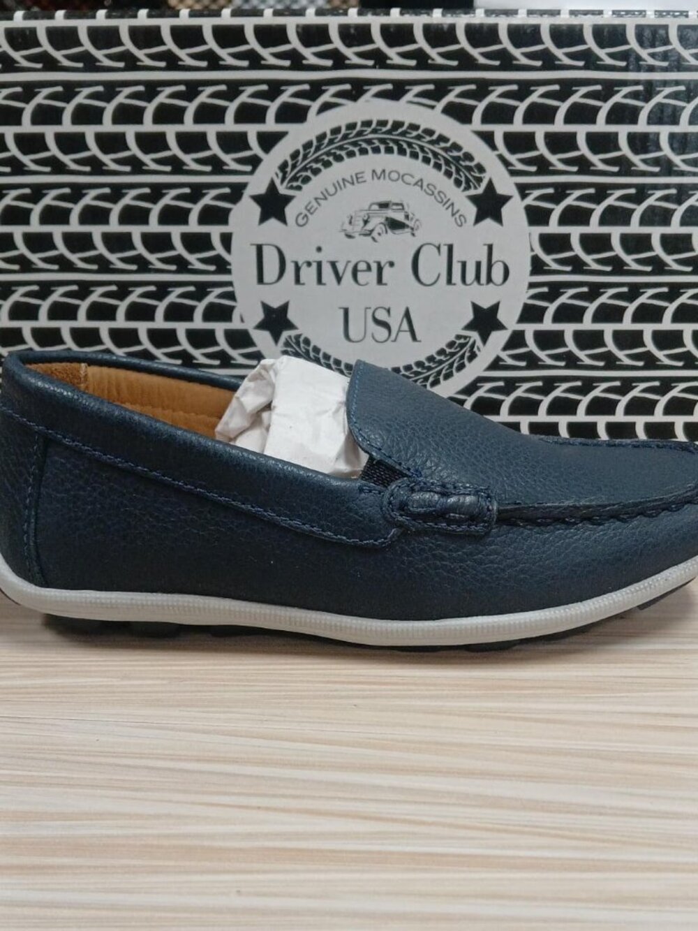 Driver Club USA Boys Moccasins Navy Blue Leather Size: 11 -O